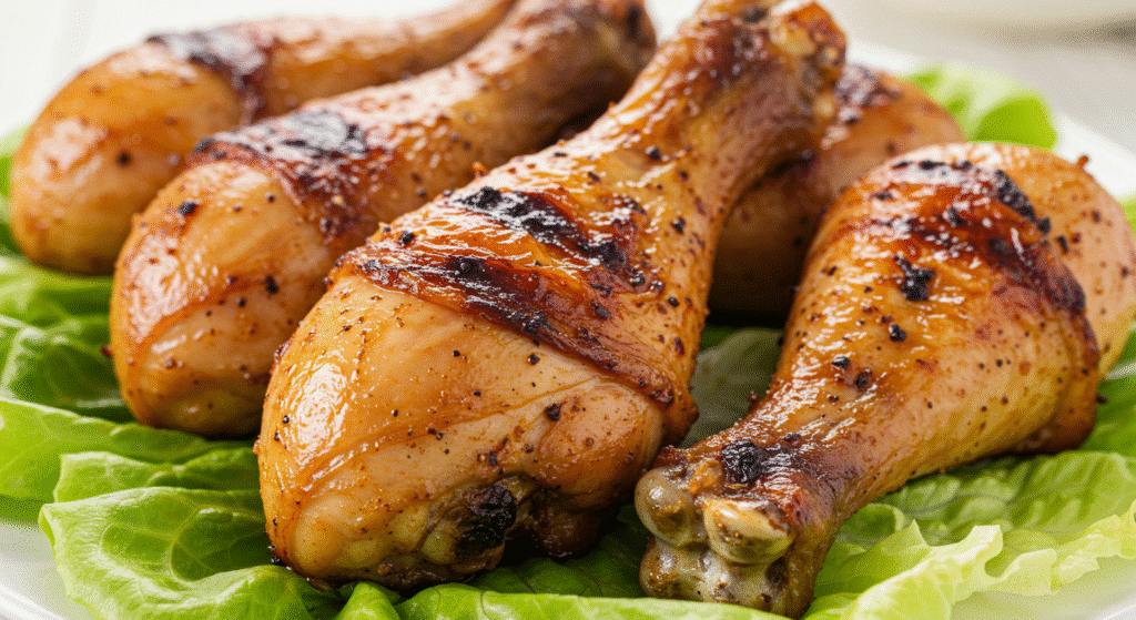 Best Damn Air Fryer Chicken Legs Homemade Recipe 11 Crispy and juicy air fryer chicken legs served on a plate with herbs